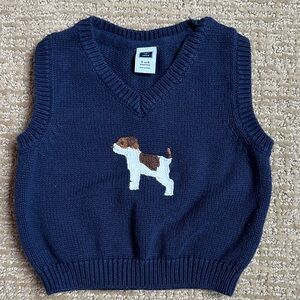 Janie and Jack Navy Sweater Vest with Dog Design